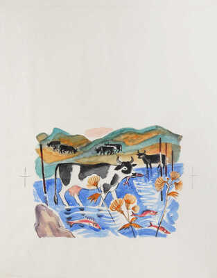 Давыдова Ольга Абовна. Лот из 43 иллюстраций к рассказам о природе Заполярья Ю. Могутина «Берег